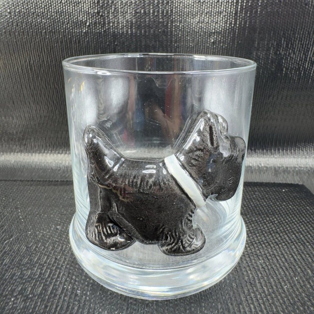 Scottie Dog Drink Glass Cup Tumbler Scottish Terrier Dog Design Single Cup VTG
